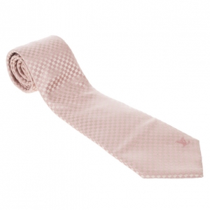Pre Owned Louis Vuitton Pink Silk Petit Damier Tie