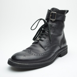 Pre Owned Louis Vuitton Black Leather Combat Boots Size 43