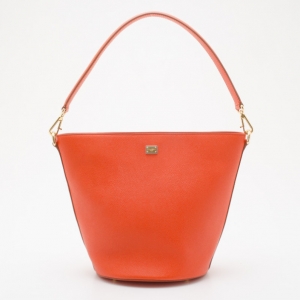 Pre Owned Dolce and Gabbana Orange Leather Bucket Tote