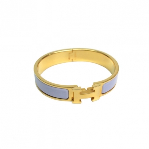 Pre Owned Hermès Clic H PM Gold Plated Light Purple Enamel Bangle
