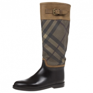 Pre Owned Burberry Novacheck Panel Rain Boots Size 39