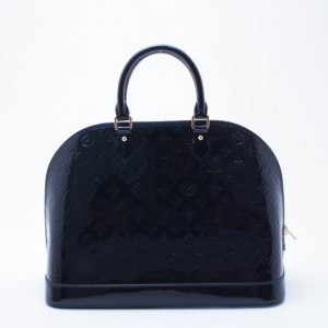 Pre Owned Louis Vuitton Bleu Infini Monogram Vernis Alma GM Satchel Handbag