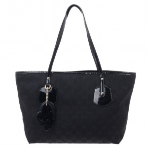 Pre Owned Gucci Black GG Canvas Small Tote