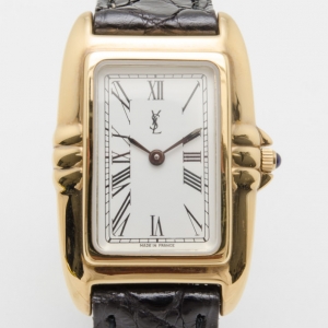Pre Owned Yves Saint Laurent Gold Plated Rectangular Ladies Wristwatch