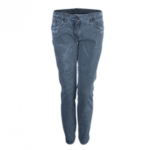 Pre Owned Dolce and Gabbana Grey Distressed Skinny Jeans M