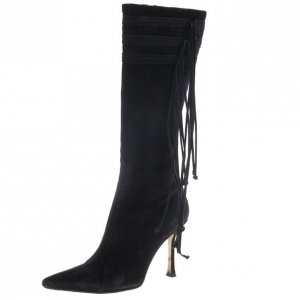 Pre Owned Jimmy Choo Black Suede Knee Boots Size 37.5