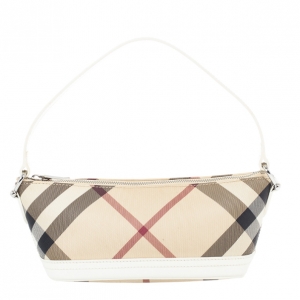 Pre Owned Burberry Small Canvas and Leather Check Shoulder Bag