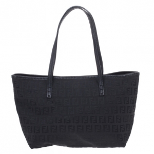 Pre Owned Fendi Black Mini Zucca Tote