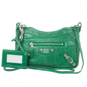 Pre Owned Balenciaga Green Lambskin Giant 12 Hip