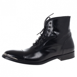 Pre Owned Alexander McQueen Black Cap Toe Boots Size 43