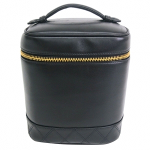 Pre Owned Chanel Black Calf Leather Vanity Bag