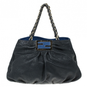 Pre Owned Fendi Black Calfskin Large Mia Shopper Tote