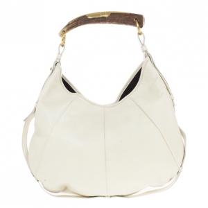 Pre Owned Saint Laurent Paris Off White Leather Mombasa Hobo