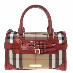 Pre Owned Burberry Medium Bridle House Check Bowling Bag