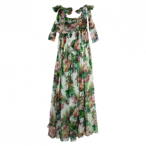 Pre Owned Dolce and Gabbana Floral Print Babydoll Dress M