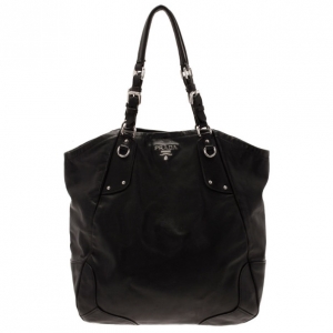 Pre Owned Prada Black Leather Tote