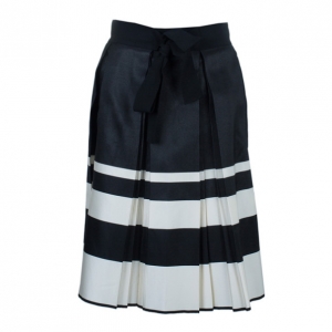 Pre Owned CH Carolina Herrera Monochrome Pleated Skirt S