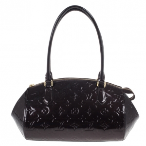 Pre Owned Louis Vuitton Amarante Monogram Vernis Sherwood PM Tote Bag