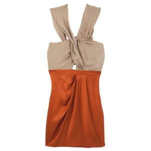 Pre Owned Gucci Cream & Orange Tussle Dress M
