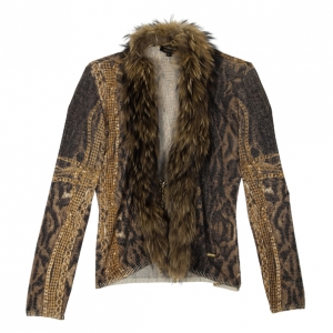 Pre Owned Roberto Cavalli Fur Collar Jacket M