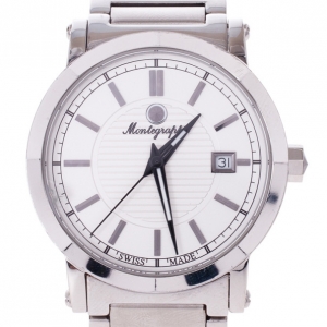Pre Owned Montegrappa White Stainless Steel Parola Men's Wristwatch 40MM