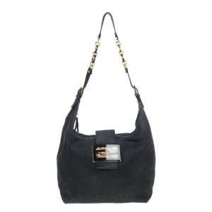 Pre Owned Fendi Black Forever Borsa Hobo 