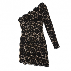 Pre Owned Stella McCartney Black One Shoulder Lace Dress S