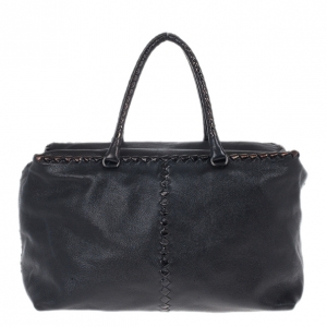 Pre Owned Bottega Veneta Black Large Brick Cervo Top Handle Bag