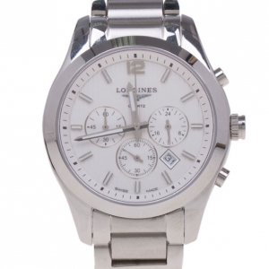 Pre Owned Longines White Stainless Steel Conquest Men's Wristwatch 41MM