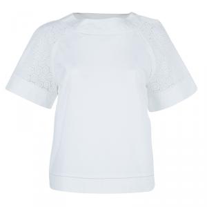 Salvatore Ferragamo White Eyelet Cotton Top M