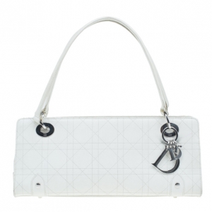 Pre Owned Dior White Leather Lady Dior East/West Satchel