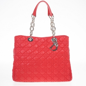 Pre Owned Dior Soft Bright Pink Cannage Lady Dior Shopper Tote