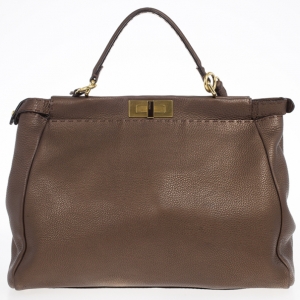Pre Owned Fendi Metallic Peekaboo Tote
