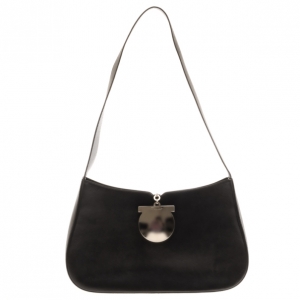 Pre Owned Salvatore Ferragamo Black Leather Shoulder Bag