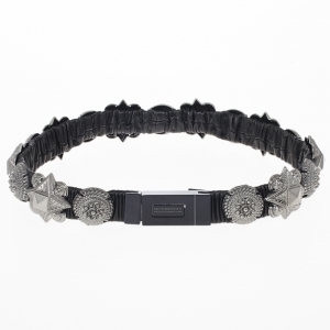 Pre Owned Burberry Prorsum Harlech Black Leather Stretch Studded Warrior Belt