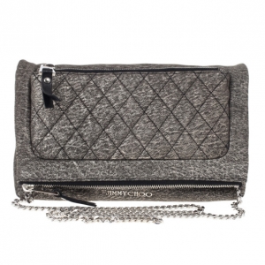 Pre Owned Jimmy Choo Gray Bex Quilted Shoulder Bag