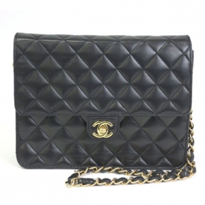 Pre Owned Chanel Black Leather Classic Mini Square Flap Bag