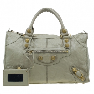 Balenciaga Beige Lambskin Giant Work Bag