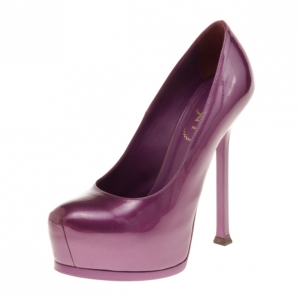 Pre Owned Yves Saint Laurent Purple Patent Tribtoo Pumps Size 36