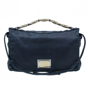 Pre Owned Dolce and Gabbana Black Lambskin Leather Flap Bag