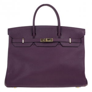 Pre Owned Hermes Purple Epsom Leather Birkin 40cm