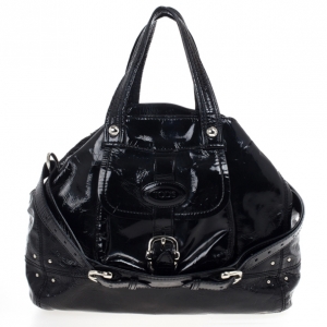 مملوكة مسبقًا Tod's Black Patent Creta Leather Bag