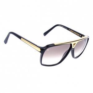 Pre Owned Louis Vuitton Black and Gold Evidence Men Sunglasses