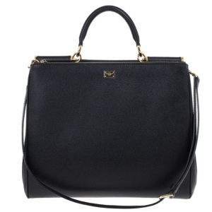 Pre Owned Dolce and Gabbana Sicily Black Large Satchel