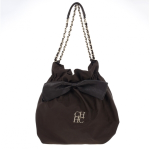 Pre Owned Carolina Herrera Bow Drawstring Chain Hobo