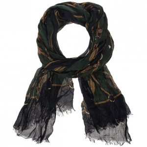 Pre Owned Gucci Green Printed Stole