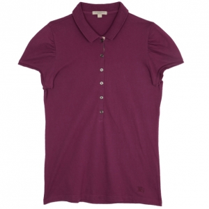 Pre Owned Burberry Pink Check Placket Polo Shirt L