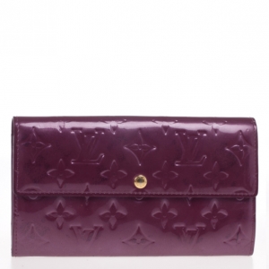 Pre Owned Louis Vuitton Purple Monogram Vernis Sarah Wallet