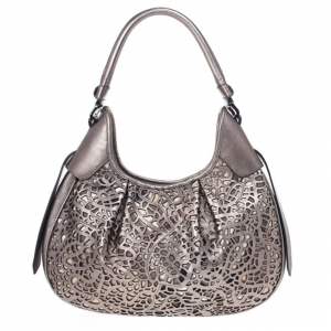 Pre Owned Burberry Silver Nickel Lasercut Leather and Supernova Check Brooklyn Bag