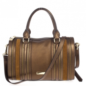 Pre Owned Burberry Bronze Alchester Bowling Bag